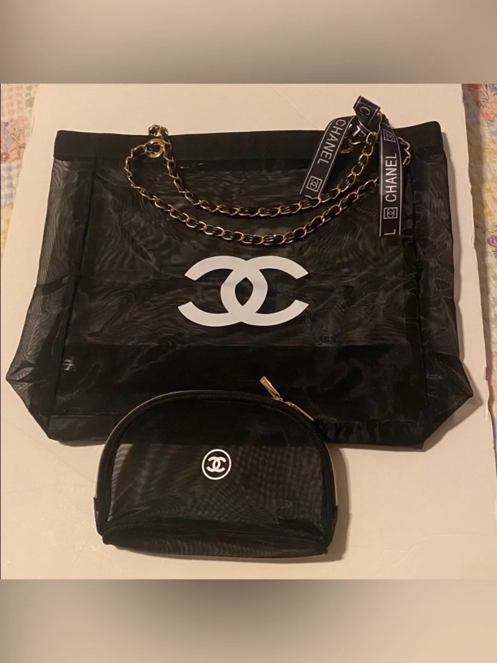 Chanel Mesh tote Bag included Makeup Pouch
